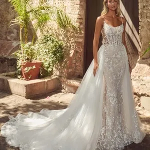 124252 Hera Sexy Sparkly Wedding Dress with Overskirt and Sheath Silhouette 4 820x1024